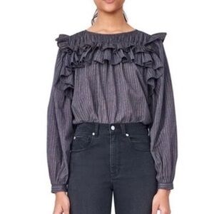 Rebecca Taylor La Vie ruffle Blouse w Metallic thred